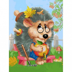 Раскраски по номерам - Ёжик-садовод, 30 х 40 см. (Белоснежка, 083-AS)